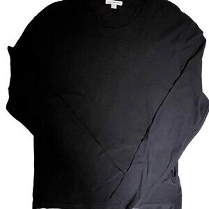 James Perse Womens Slub Long Sleeve Top Black Cotton Crew